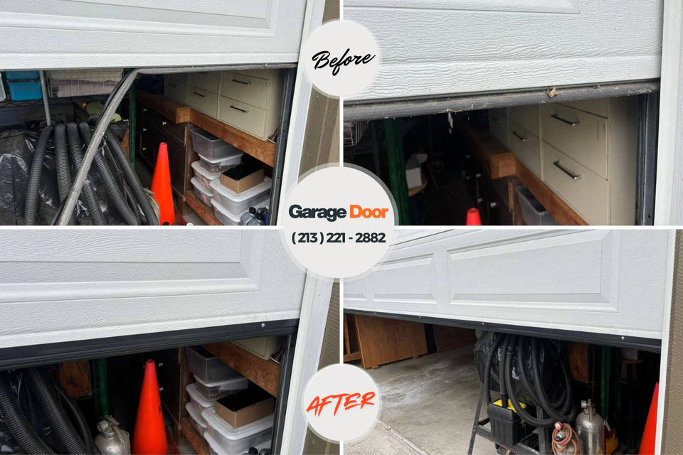 Before and after: garage door repair Friendswood, TX